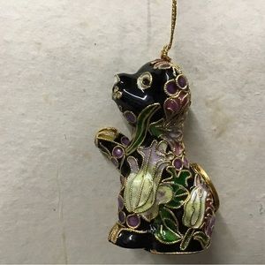 Victorian Enameling ornament black dog A tiny white blur on nose